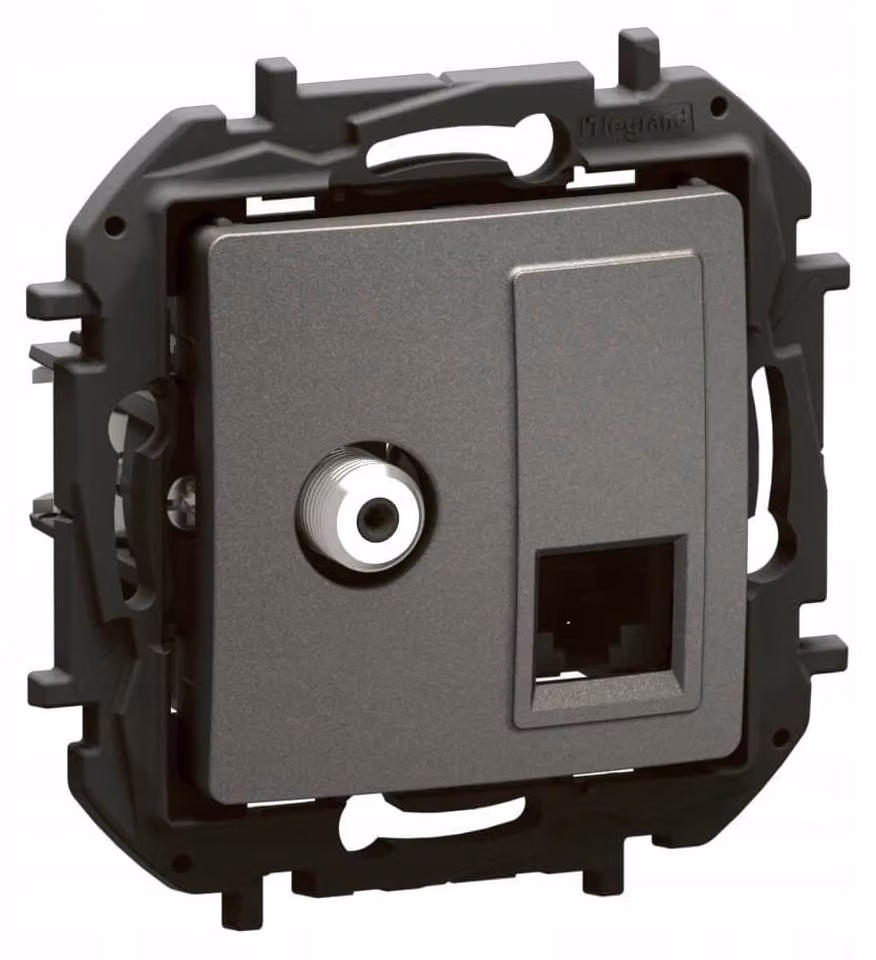 Legrand Nowe Niloe: Presa per antenna e computer RJ45, categoria 6, in acciaio