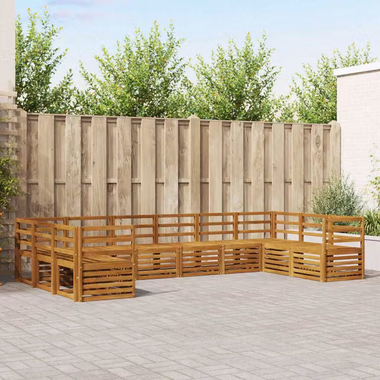Set di divani da esterno vidaXL 10 pezzi in legno di acacia marrone con cuscini per giardino e terrazza