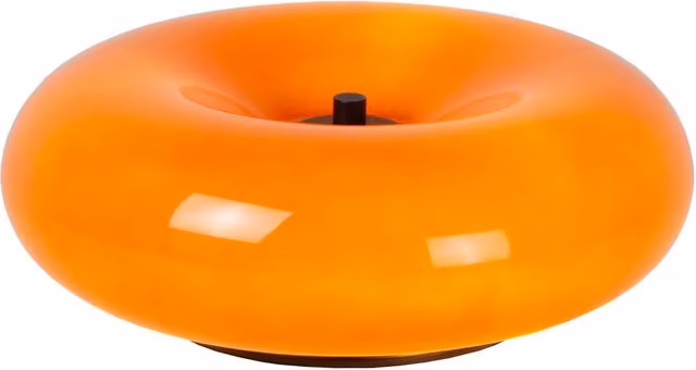 Lampada da tavolo SENTINO Lucide in vetro arancione e metallo nero, dimmabile, H: 29,5 cm, L: 29,5 cm, P: 10,6 cm – 1