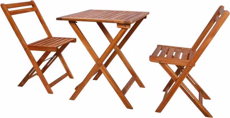 The Living Store Set bistrot da 3 pezzi Set bistrot bar pieghevole in legno massiccio di acacia
