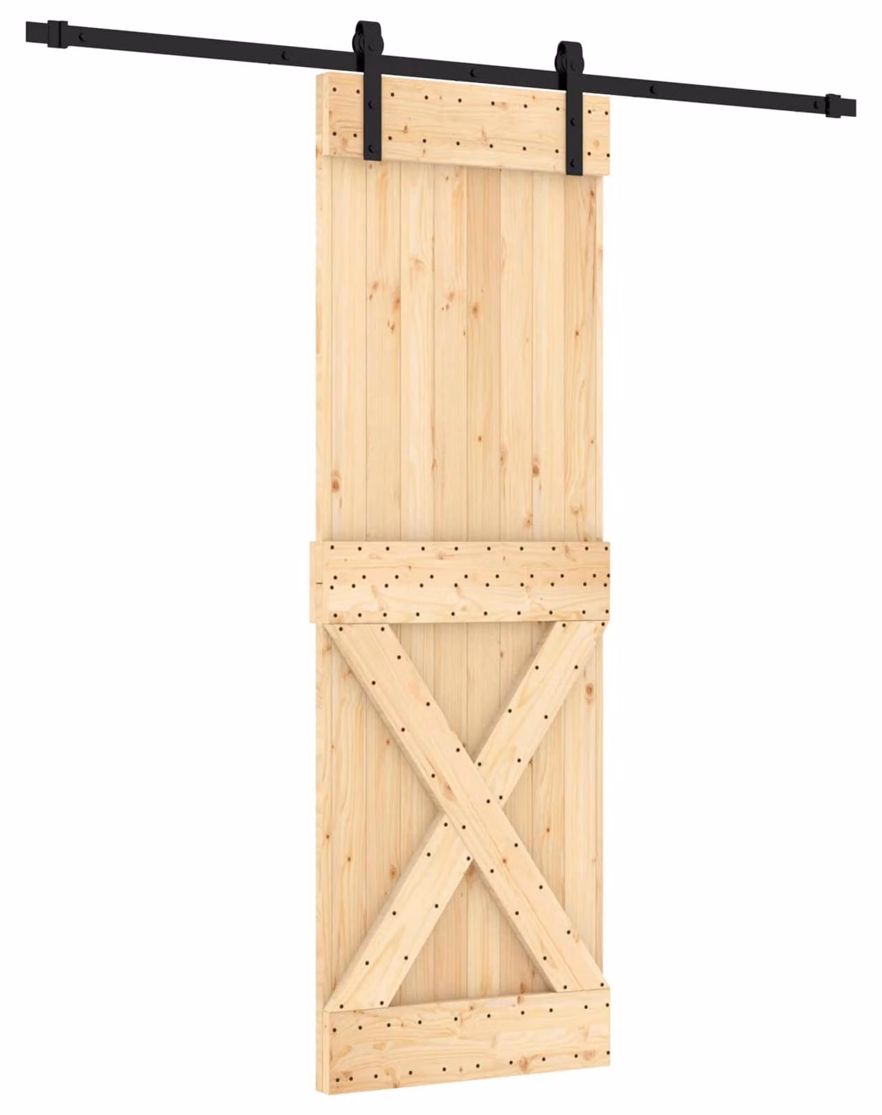 Porta scorrevole Naturale e Nero 70 x 210 cm