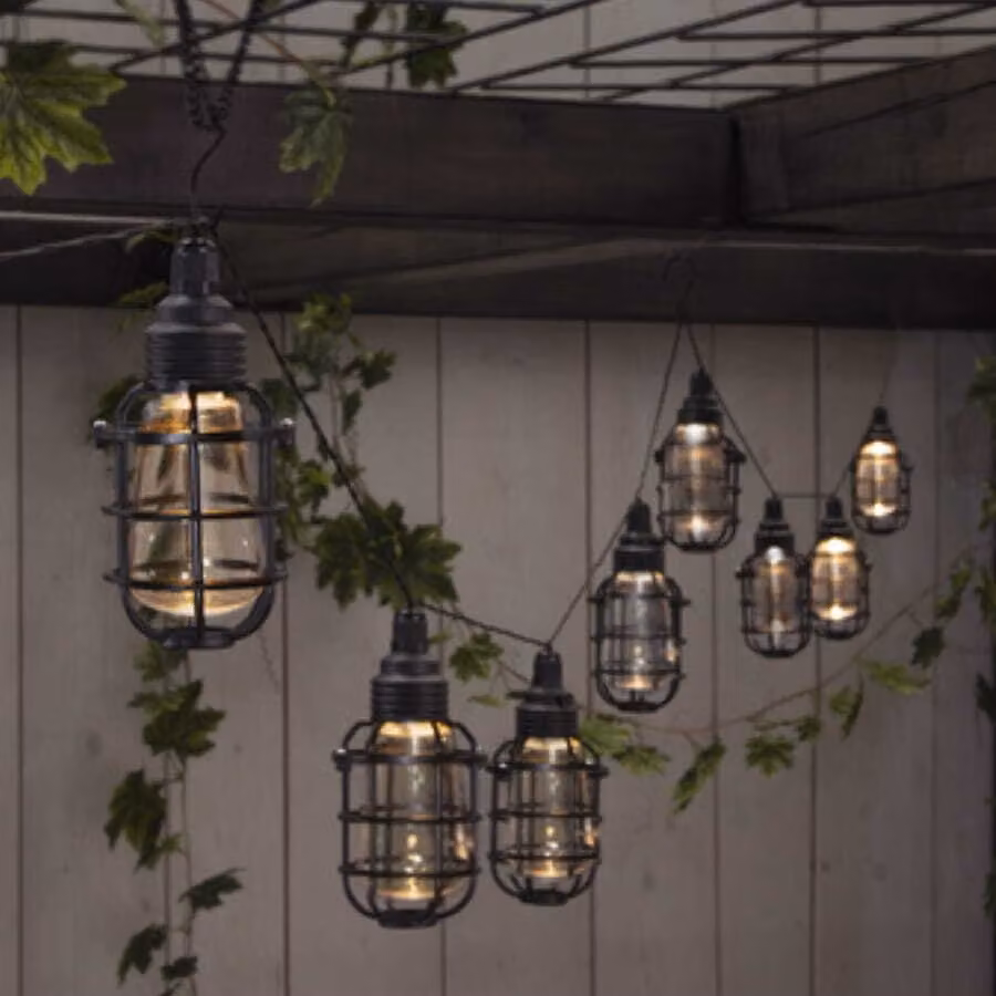CAGE ghirlanda solare da giardino 8 luci LED con paralume IP44