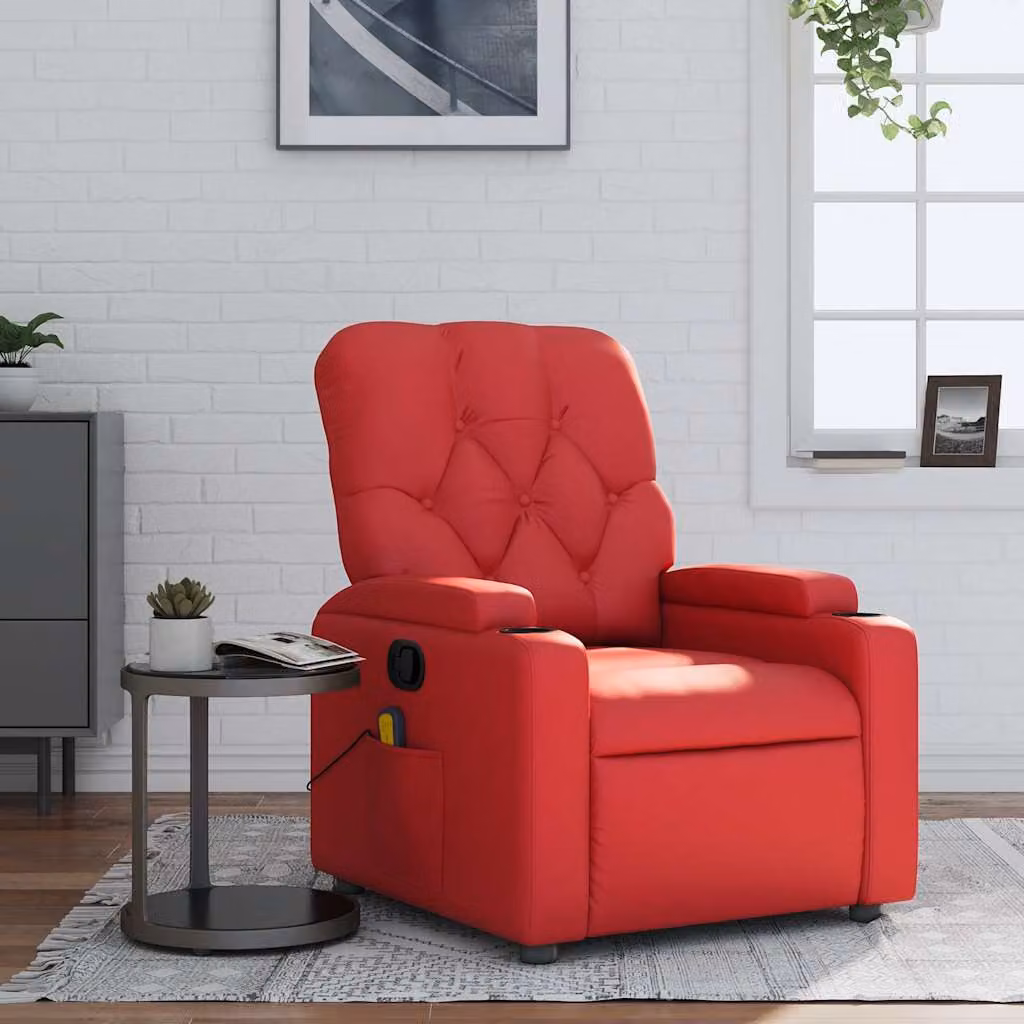 Poltrona relax reclinabile vidaXL in similpelle rossa con braccioli