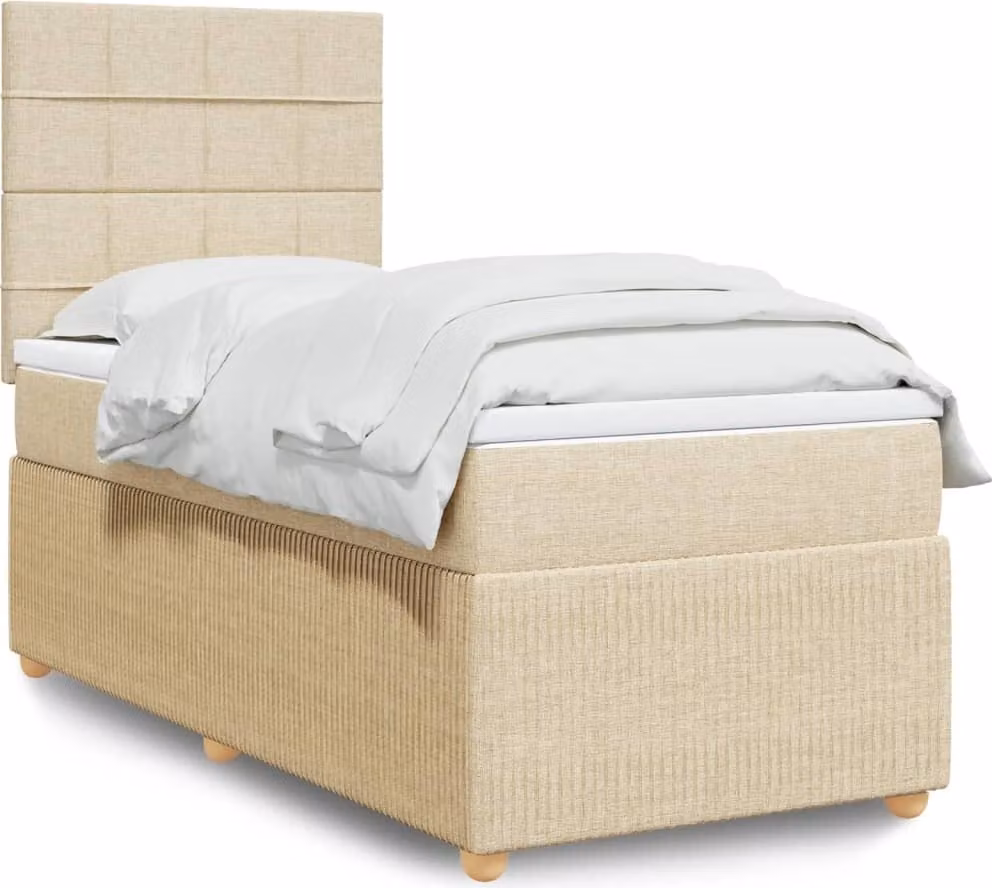 Maison Exclusive - Giroletto a Molle con Materasso Crema 100x200 cm in Tessuto