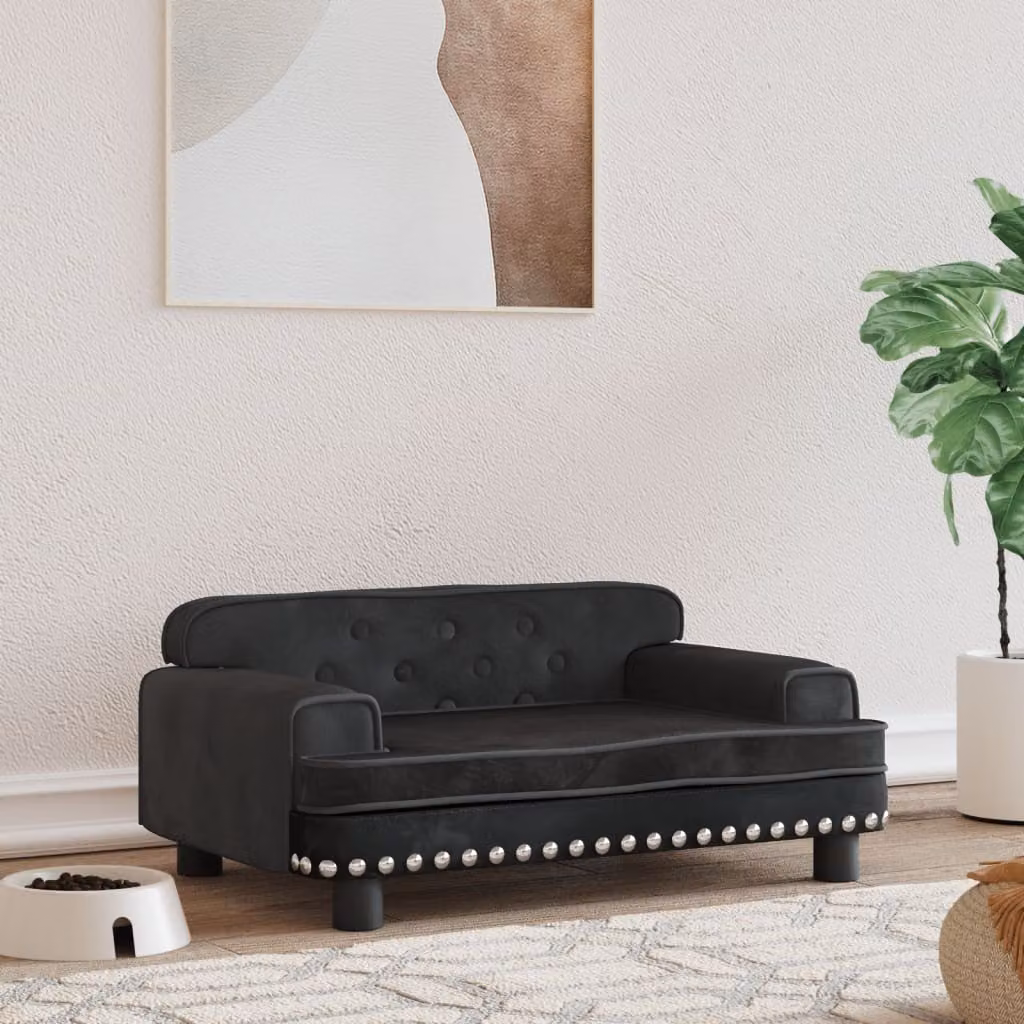 The Living Store Letto per cani nero 70x45x30 cm in velluto