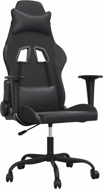 Sedia da Gaming | Sedia da e-sports Massaggiante Nera in Similpelle