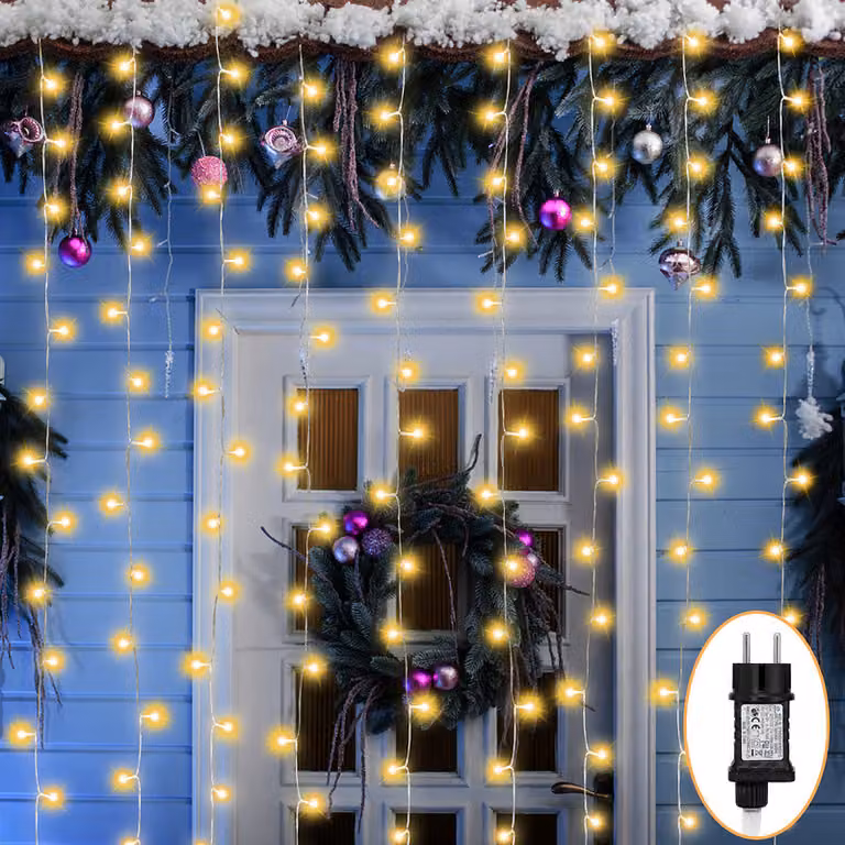 Jayseuw 100M 500 LED luci fiabesche bianco caldo 8 modalità di luce festa giardino decorazione interna luci di Natale