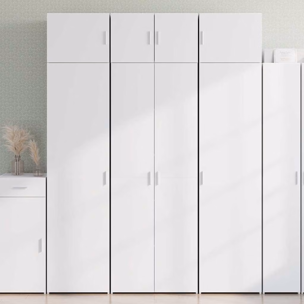 vidaXL Mobile Portaoggetti Bianco in MDF con Ante a Battente L: 70 cm, P: 42,5 cm, H: 225 cm