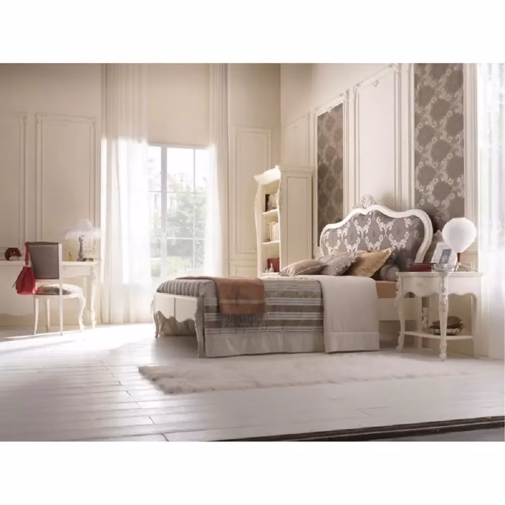 Letto una piazza e mezzo shabby chic imbottito bianco Mobili 2G L/P/H: 181 x 215 x 149 cm – 2