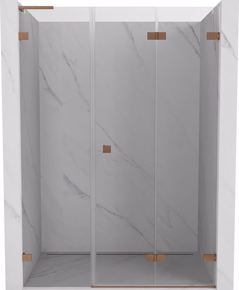 Mexen Lunar-F L porta doccia pieghevole destra 115 cm, trasparente, rame spazzolato - 836SL-115-050-65-00-P