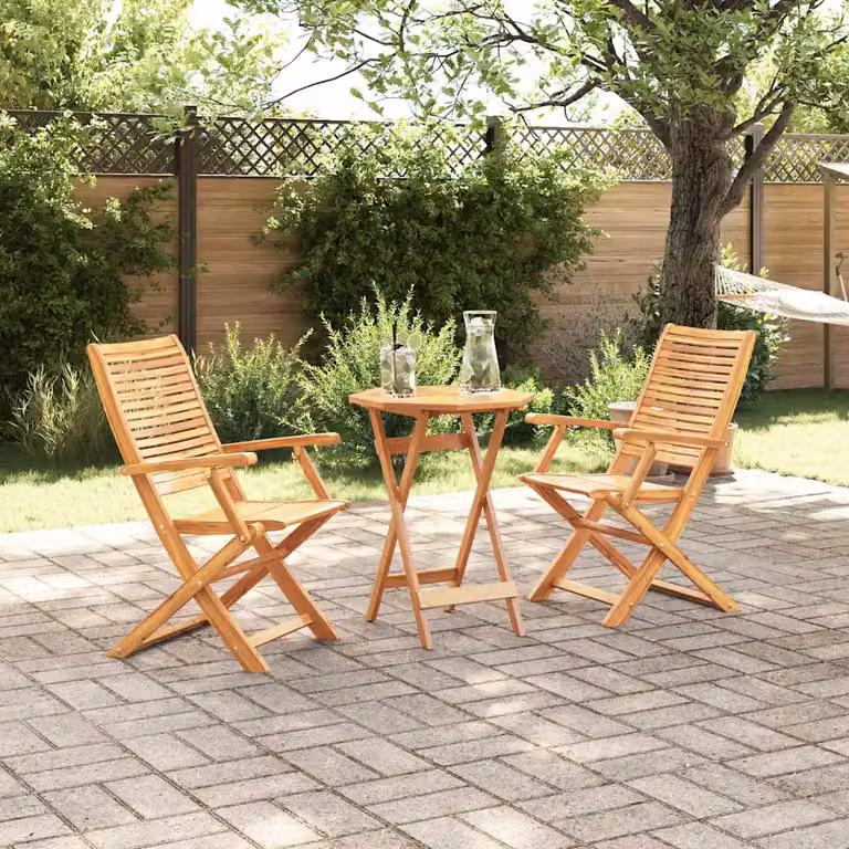 Set Bistro Pieghevole vidaXL in Legno di Acacia Massello Marrone 3 Pezzi