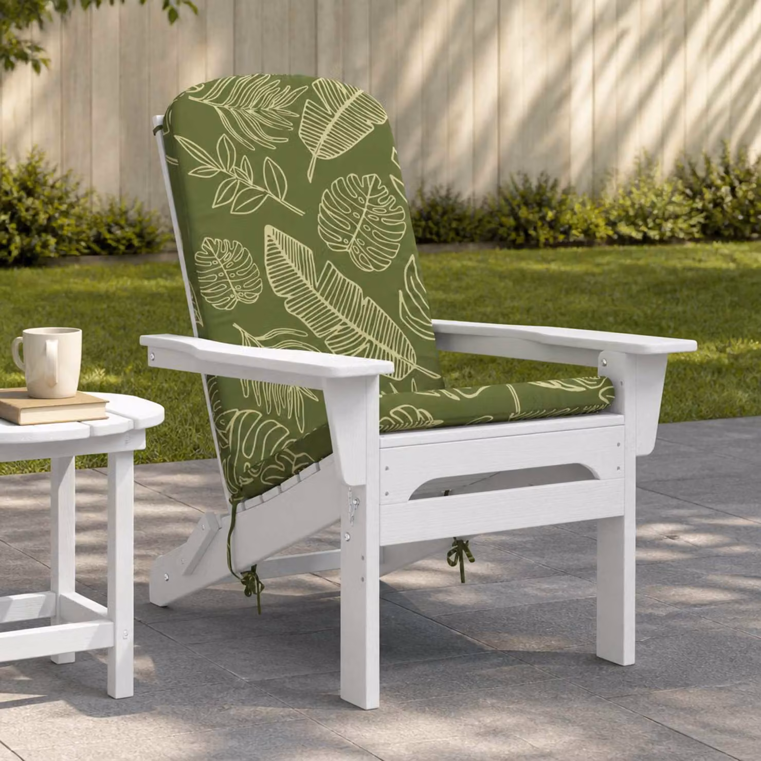 Cuscino per Lounger da Sole vidaXL GEMERT Verde con Design a Foglia, 100% Poliestere, Lavabile e Resistente ai Raggi UV