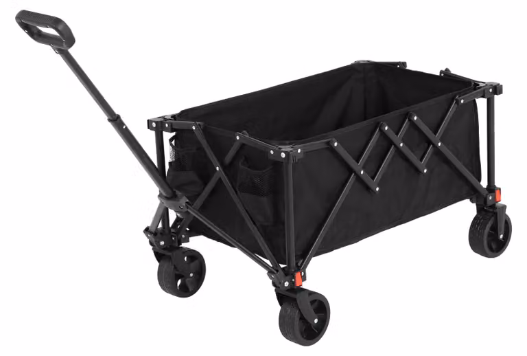 Carrello pieghevole - Carrello richiudibile - Carrello di trasporto - Carrello robusto - Carrello manuale - Colore: nero - Adatto per carichi pesanti