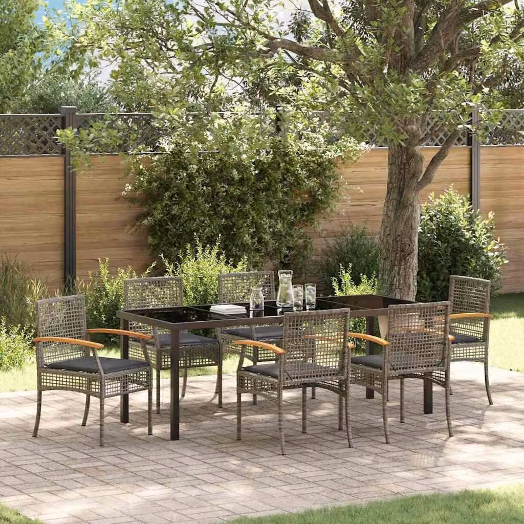 Maison Exclusive - Set da pranzo per esterno, 7 pezzi, rattan grigio e nero