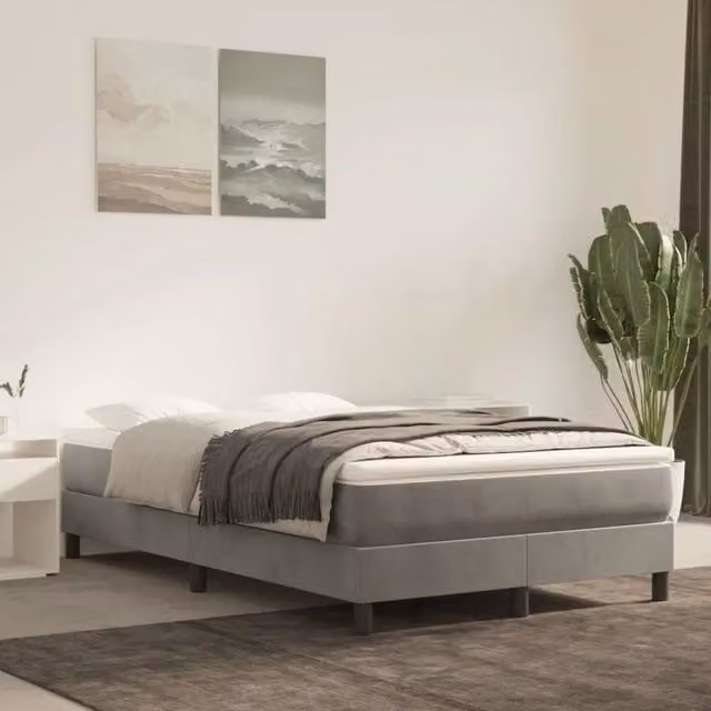 Letto Ibrido vidaXL con Giroletto a Molle e Materasso in Velluto Grigio e Bianco L/P/H: 120 x 200 x 25 cm