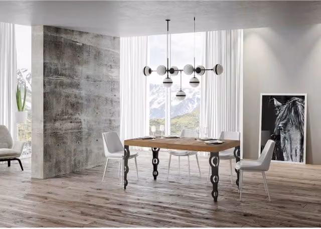 Tavolo allungabile moderno ITAMOBY con piano in rovere e telaio antracite L/P/H: 140/400 x 90 cm – 1