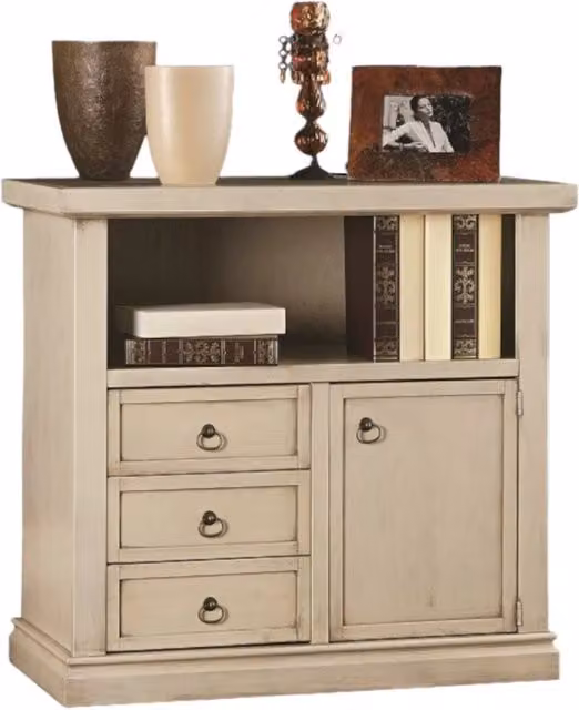 Porta TV in legno stile shabby chic color beige e bianco Mobili2G L: 84 cm, P: 40 cm, H: 75 cm – 3