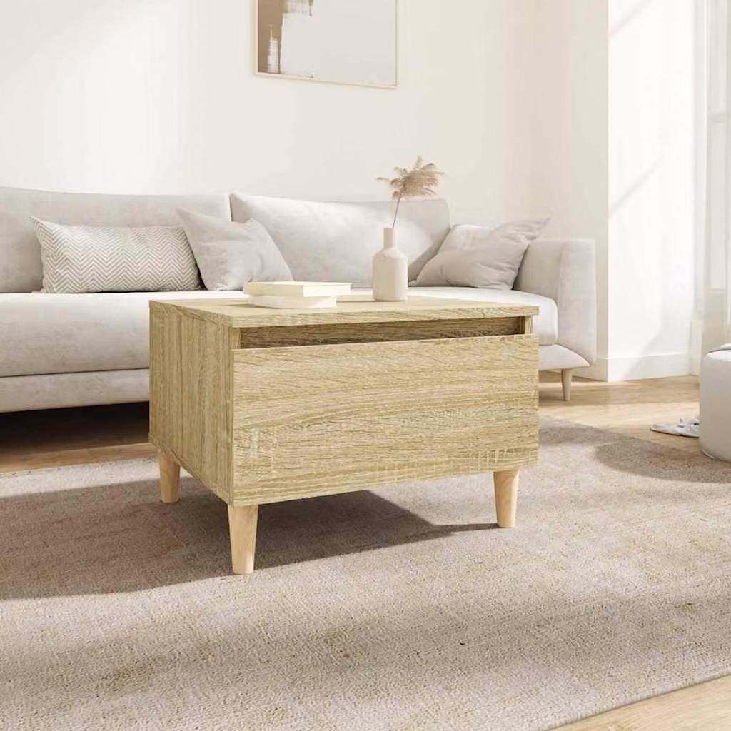 vidaXL Tavolino in Legno Multistrato Rovere Sonoma, Design Scandinavo, L 50 x P 46 x H 35 cm