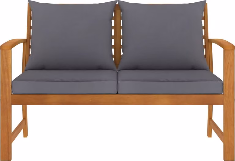 Panca da Giardino 120 cm Cuscino Grigio Scuro Legno di Acacia