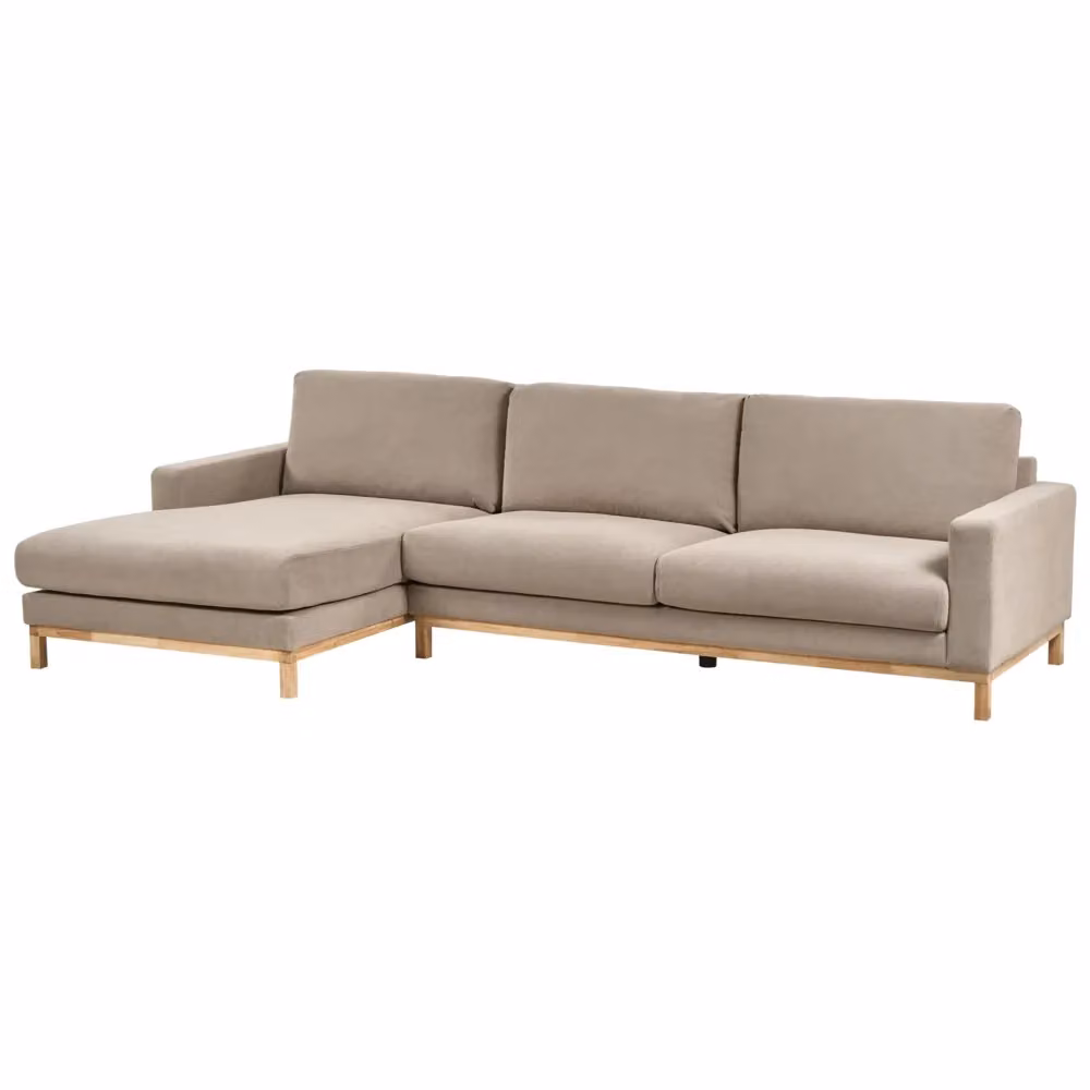 Divano angolare moderno BELIANI con seduta destra in tessuto beige e gambe in legno di gomma L/P/H: 293 x 163 x 101 cm – 2