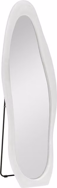 Specchio a figura intera HOMCOM con cornice ondulata in velluto, da terra o da parete, Bianco, H: 160 cm, L: 50 cm