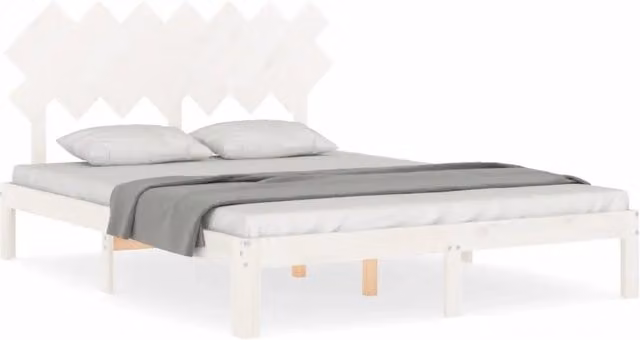 Letto matrimoniale | Letto per adulti | Giroletto senza Materasso Bianco 140x200 cm Legno Massello Pino