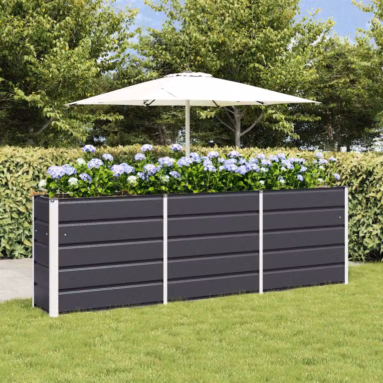 Fioriera vidaXL in acciaio e plastica, colore antracite, L 240 cm x P 40 cm x H 75 cm