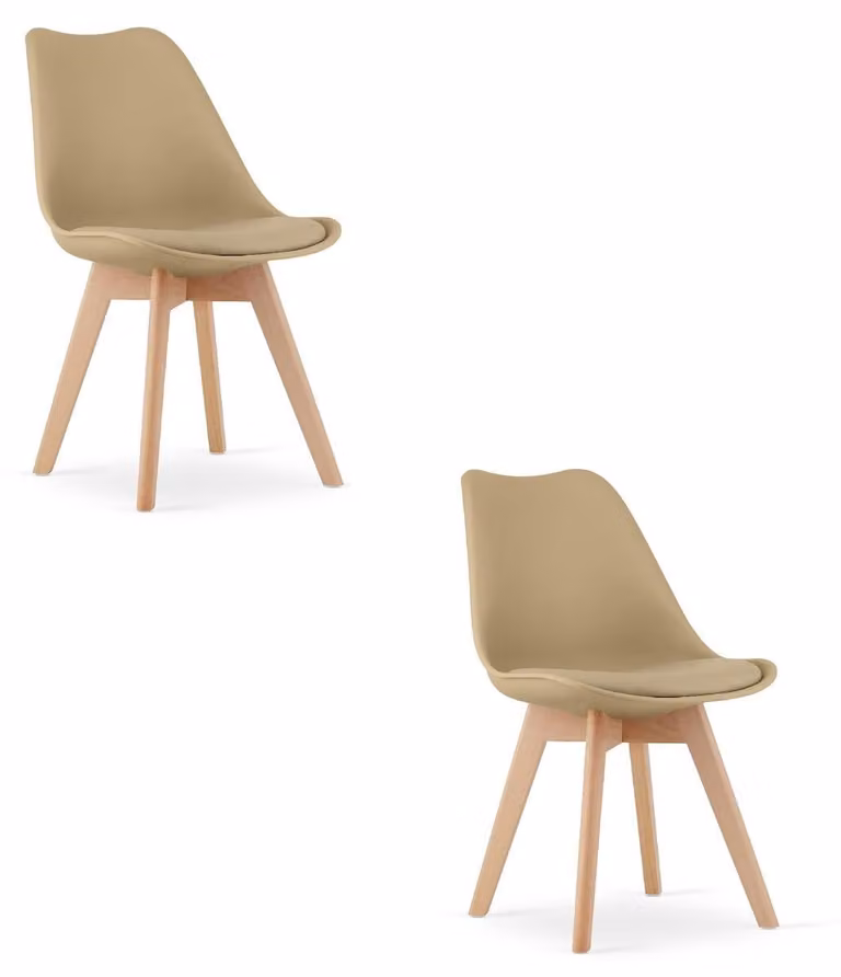 Set di 2 sedie Mark in stile scandinavo beige scuro e faggio