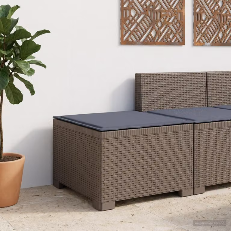 Divano da giardino singolo vidaXL con cuscino in aspetto rattan grigio