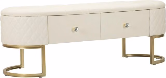 Panca con Cassetti Sharon 120x40x43 cm in Pino e MDF e Metallo e Plastica