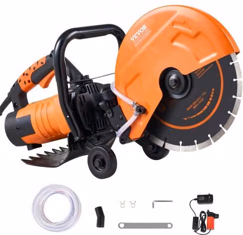 VEVOR Troncatrice per calcestruzzo elettrica arancione con lama da 305 mm, 2800W, per taglio a umido o a secco