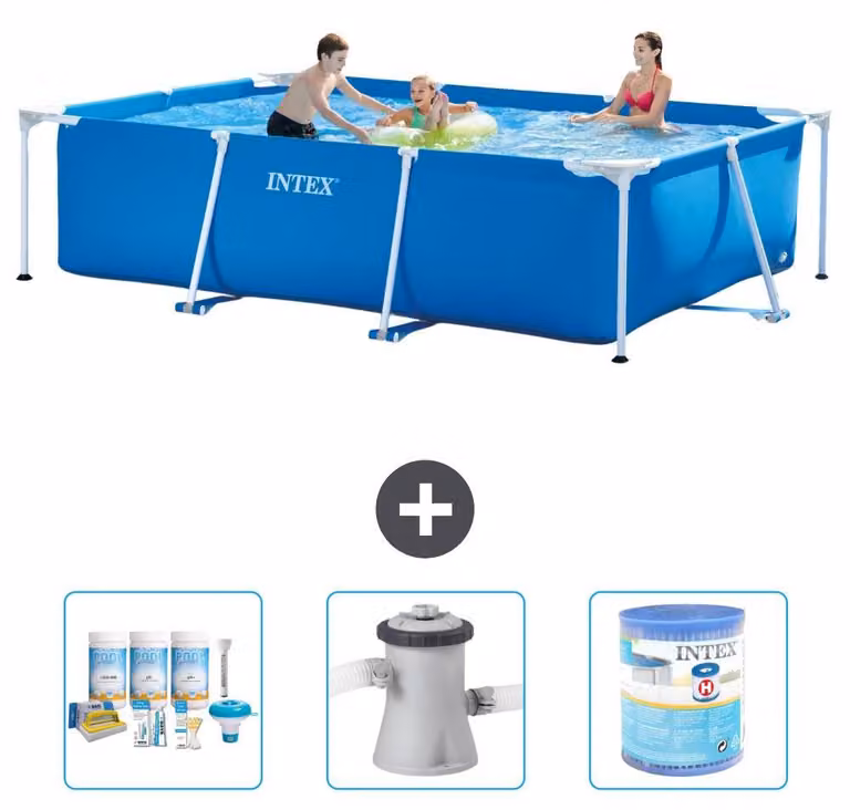 Piscina fuori terra rettangolare - 300x200x75 cm - Struttura in 4 parti - Modello S40146