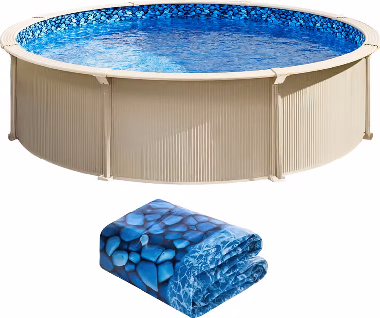 Liner per piscina SucceBuy, rotondo, 7,2 m, stile overlap, altezza parete 137 cm
