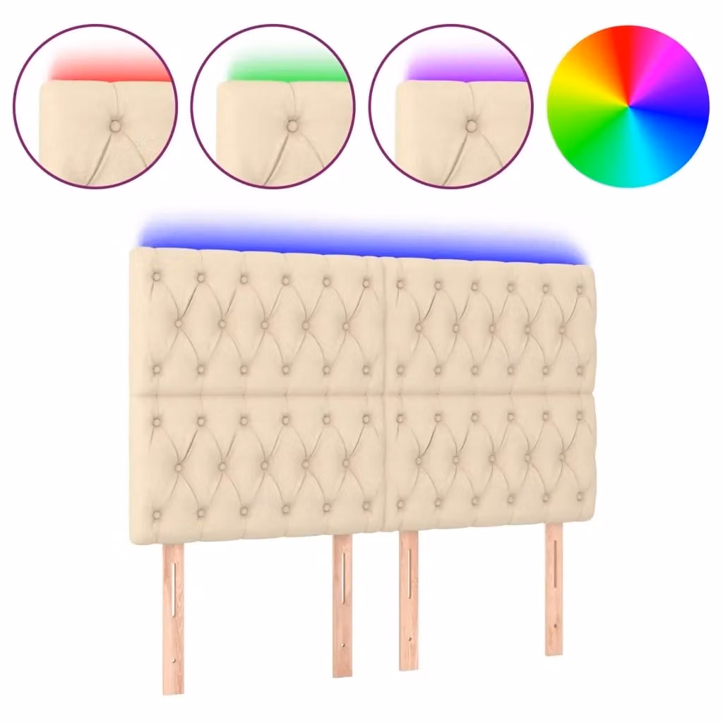 Testiera con LED e porta USB vidaXL in tessuto beige, L: 160 cm, P: 7 cm, H: 118-128 cm – 2