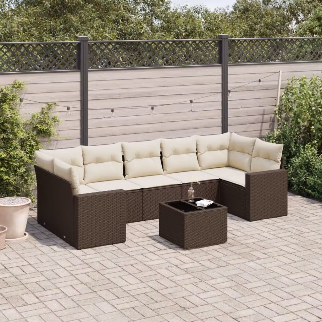Maison Exclusive - Set Divani da Giardino 8 pz con Cuscini Marrone in Polyrattan