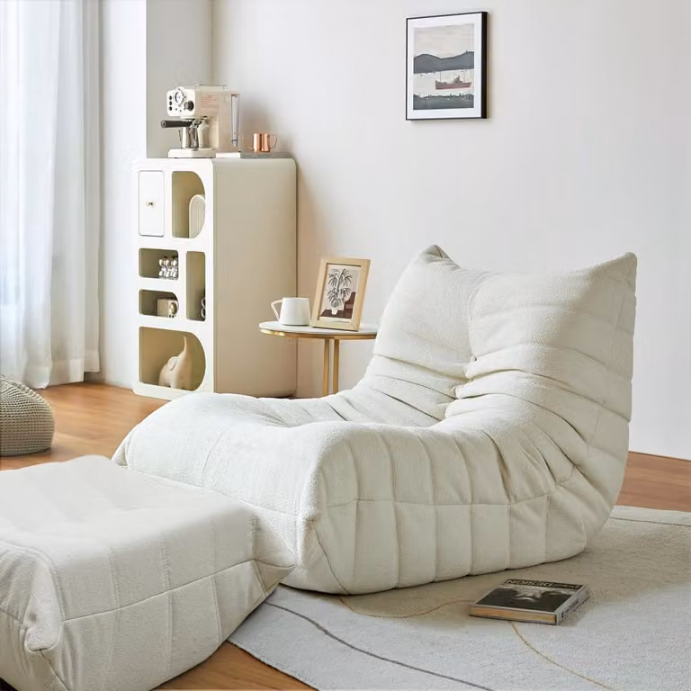 Poltrona reclinabile poltrona tv divano poltrona comoda con sgabello beige