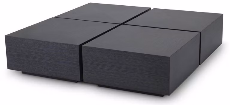 Tavolino Casa Padrino set di 4 tavolini grigio antracite 65 x 65 x h. 32,5 cm - Tavoli quadrati in legno massello per soggiorno - Mobili per soggiorno