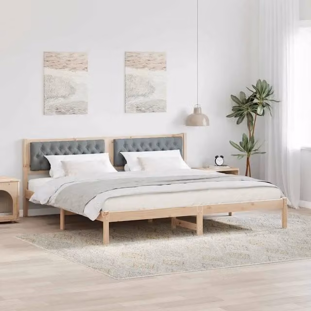 Struttura del letto-Giroletto Grigio chiaro 200 x 200 cm Pino massello 895860