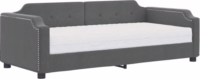 Divano letto | Sof¨¤ letto | Letto singolo con Materasso Grigio Scuro 90x200 cm in Tessuto