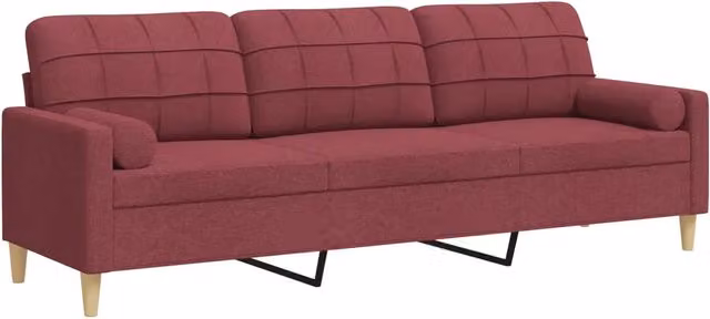 Divano | Divano da soggiorno | Sofa a 3 Posti con Cuscini Rosso Vino 210 cm in Tessuto