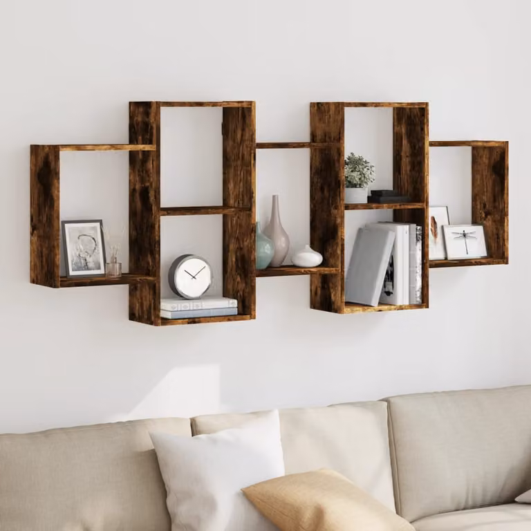 Mensola a muro vidaXL in MDF color Rovere Fumo L: 159 cm, P: 18 cm, H: 65 cm