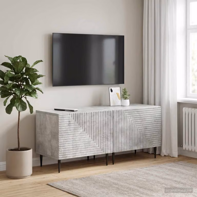 Mobile TV moderno vidaXL in legno ingegnerizzato e MDF, Grigio Cemento