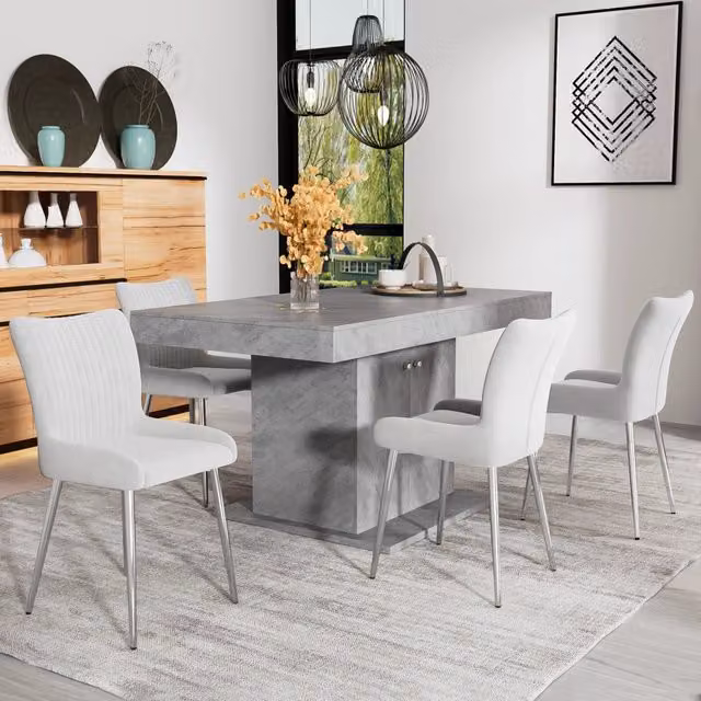Sedia da Pranzo in Velluto con Gambe in Metallo ¨C MINIMAL ¨C Set 4 Pezzi, Grigio