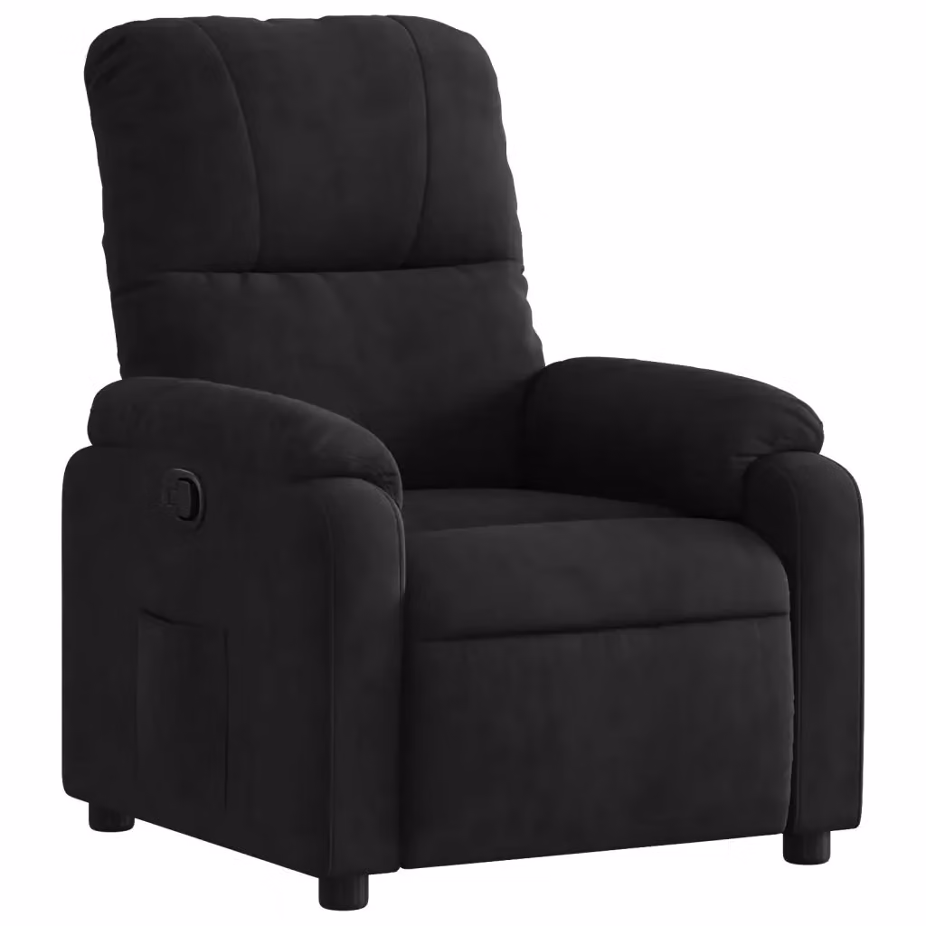 Poltrona Reclinabile Relax vidaXL in Microfibra Nera con Braccioli e Regolazione Manuale – 2