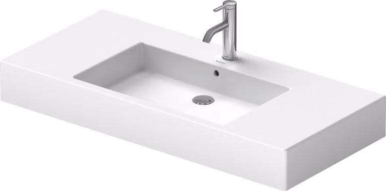 Duravit lavabo pour meuble Vero 105cm, avec trop-plein, avec plage pour robinetterie, 1 trou pour robinetterie, 0329100000, 0329100000