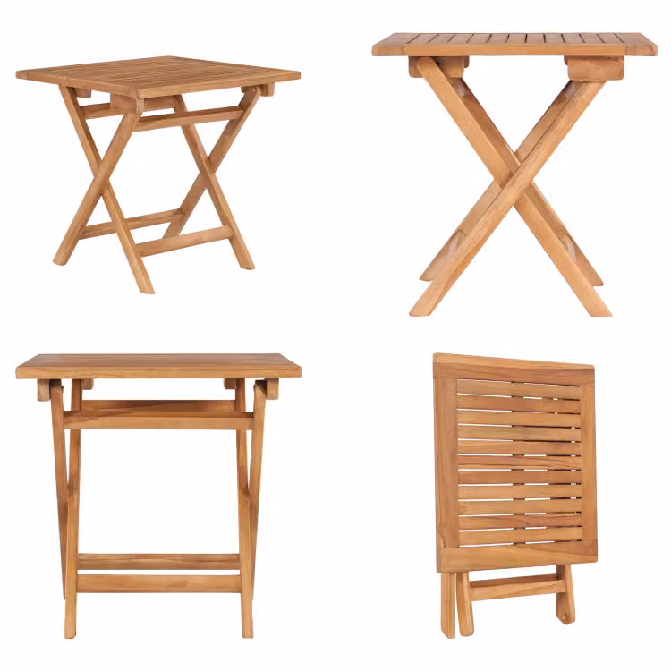 vidaXL Tavolo da giardino pieghevole 45x45x45 cm in legno massiccio di teak - Tavolo da esterno - Tavoli da esterno - Tavolo da giardino - Tavoli da giardino