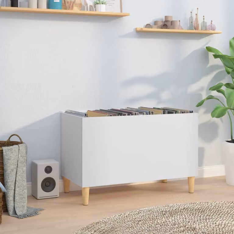 vidaXL Mobile Porta Dischi Bianco in Legno Multistrato e MDF, L/P/H: 74,5 x 38 x 48 cm