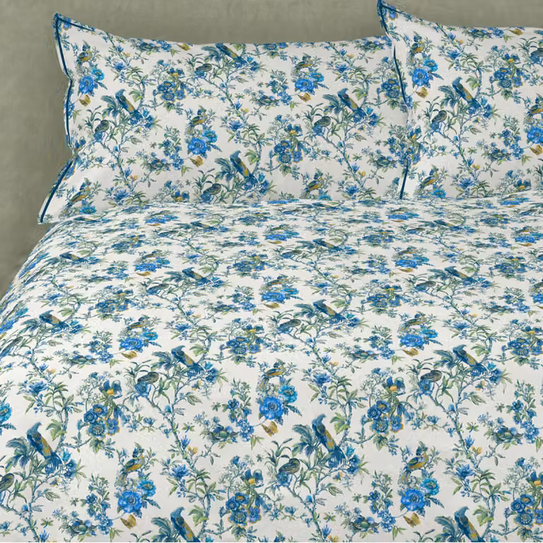 BIRDS GARDEN Parure copripiumino - Taglia: 2 piazze,Colore: BIRDS GARDEN - BLU/VERDE