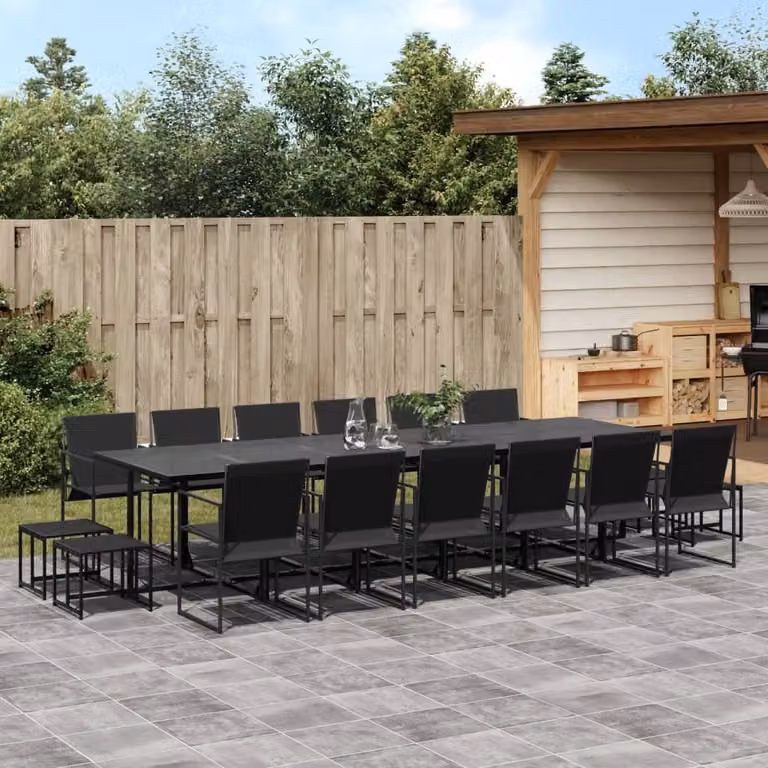 Maison Exclusive - Set da Pranzo da Giardino 17 pz Nero in Textilene