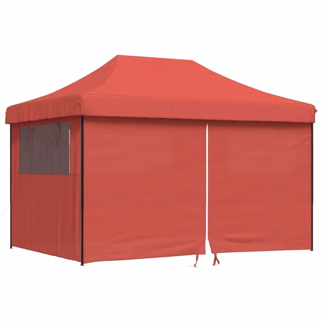 Tendone per feste pieghevole pop-up vidaXL con 4 pareti e finestre, rosso e nero, L/P/H: 410 x 315 x 279 cm – 2